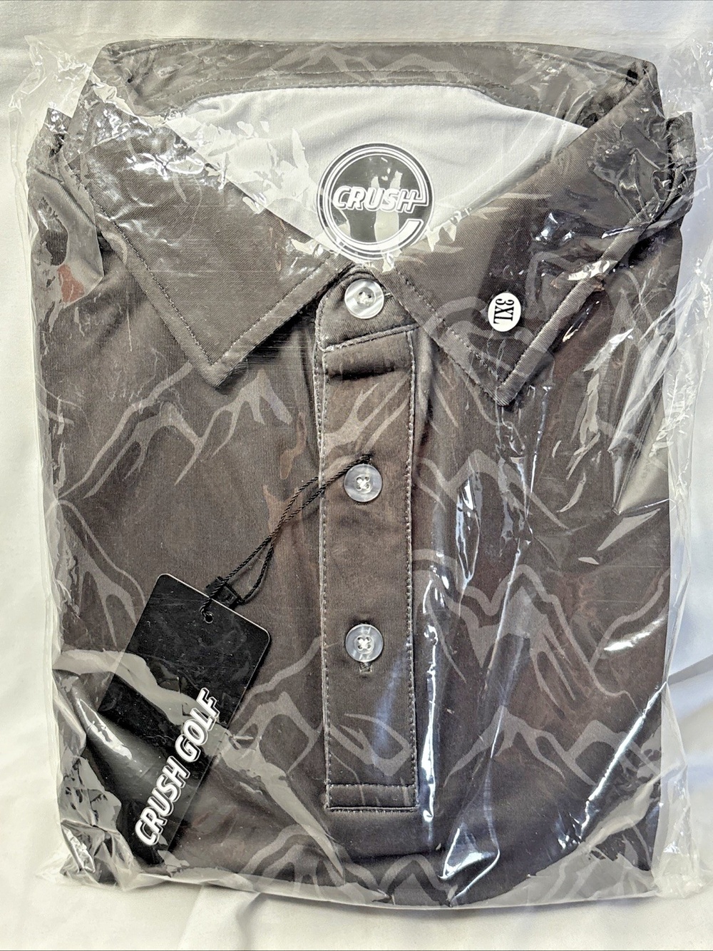 Crush Golf Polo Shirt Short Sleeve Mens 3XL Gray Mountains New Sealed